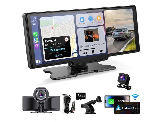 Wireless Portable Carplay Screen for Car - 10.26Inch Carplay & Android Auto Car Touch Stereo, with 4K Dash Cam, Backup Camera,Bluetooth,GPS Navigation