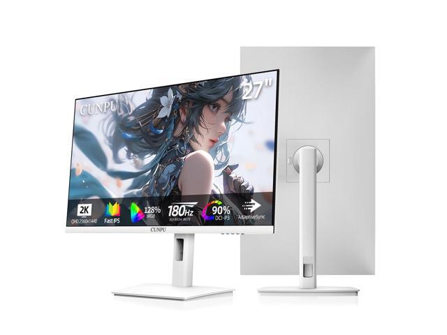 27 Inch White 180/200Hz Gaming Monitor, QHD 2560x1440 Fast IPS PC Monitor, Adaptive Sync, 100% sRGB, HDR10, Built-in Speaker,...