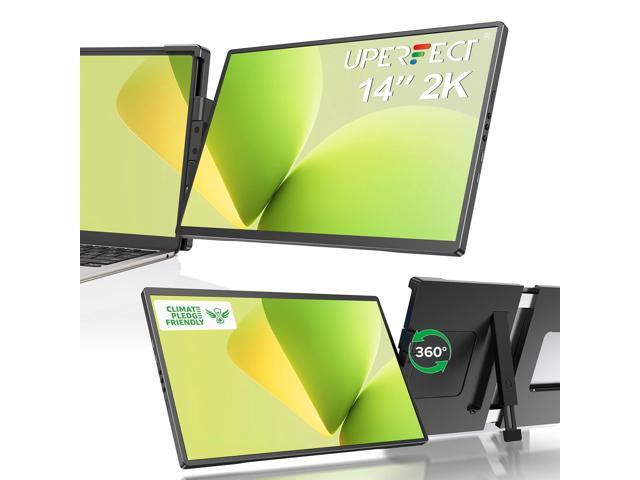 Laptop Screen Extender, 2K 14 360&deg;Unique Swivel Hinge w/ 180&deg; Automatic Rotation, 2240x1400 QHD IPS Portable Monitor for 14-17 Laptops, Plug &...