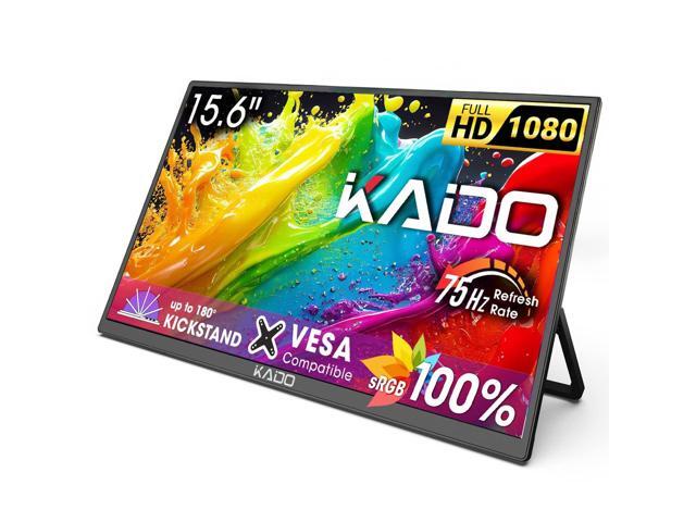 15.6' 1080p 75Hz Portable Monitor for Laptop, 100% sRGB Second Display FHD 45W Reverse Charge HDMI USB-C IPS Laptop Screen Extender, 180°...