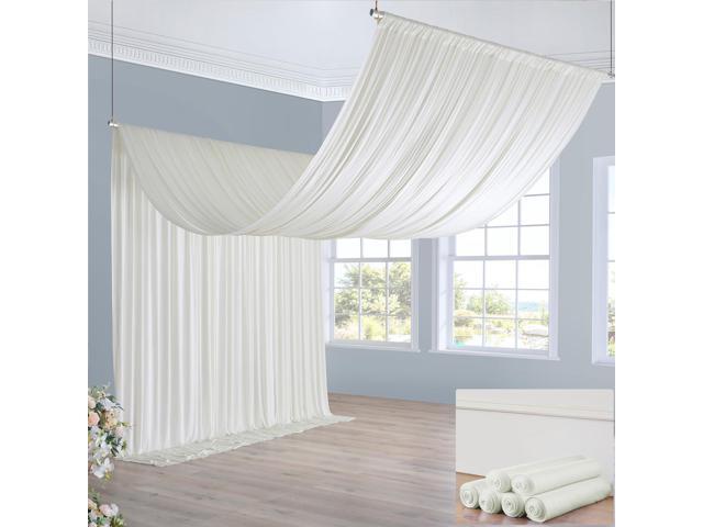 30ft×20ft Ivory Ceiling Drapes for Weddings Parties,6 Panels 5×20ft Long Ceiling Curtain for Tent Canopy,Wrinkle Free Silk Easy to Draping & Hang.