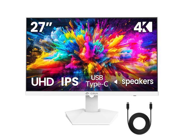 27' 4K White Monitor, UHD(3840x2160P) IPS Panel, 60Hz Computer Monitor, Supports AMD Freesync, USB Type-C, 120% sRGB, Built-in Speakers, Wall...
