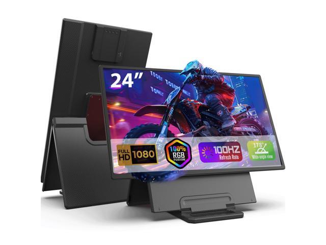 24' Large Portable Monitor, 1080P FHD 100Hz IPS Monitor, Height-Adjustable & Rotatable Screen(Horizontal/Vertical), Built-in Speakers, Requires...