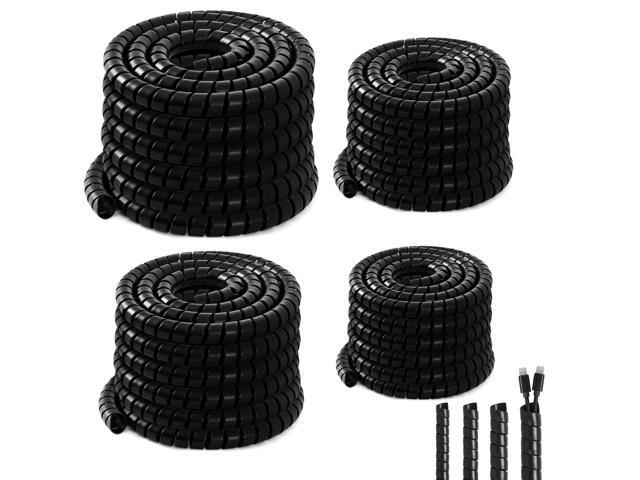 4 Pcs Spiral Wrap Cable Protector, Safe 1/4'+3/8'+1/2'+3/4' Od x 100 ft Pre Cut Lengths Hydraulic Hose Protector Wrap to Avoid Wear and Extend Life...
