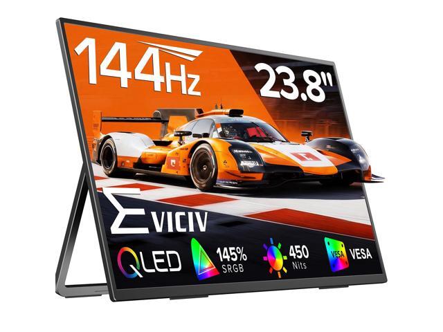 Portable Monitor 24 144Hz 1080P, 145% sRGB QLED Gaming Monitor, 0.1MS FreeSync, 450Nits Laptop Monitor, USB-C & HDMI, VESA & Stand, Large Second.