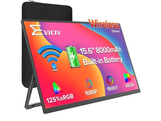 Wireless Portable Monitor with 8000mAh Battery, 15.6' Wireless Monitor, Support AirPlay, Miracast Laptop Display, USB-C & MINI HDMI & VESA, Travel...