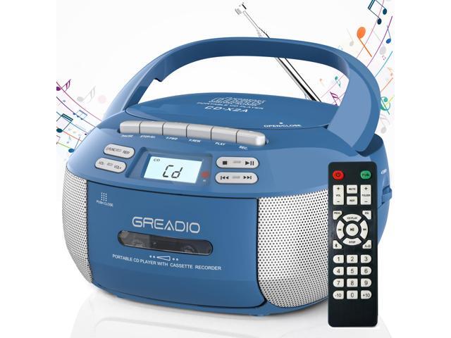 Boombox CD Player Cassette Player Combo, Boom Box Portable CD Players for Home with Bluetooth, Support AM FM Radio/Remote Control/AUX/USB/Earphone,.