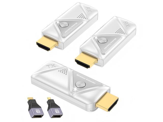 Wireless HDMI Transmitter and 2 Receivers, HDMI Wireless Dual Display Extender Kit Sync to 2 Screens, 5G/328FT/1080P Plug & Play for Simultaneous.