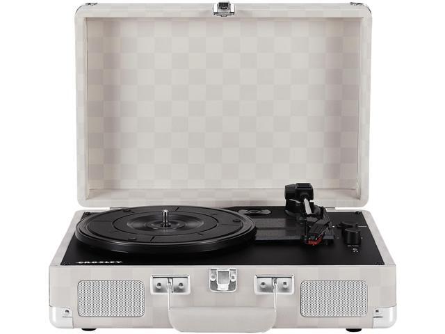 CR8005F-AC Cruiser Plus Vintage 3-Speed Bluetooth in/Out Suitcase Vinyl Record Player Turntable, Almond Checkerboard