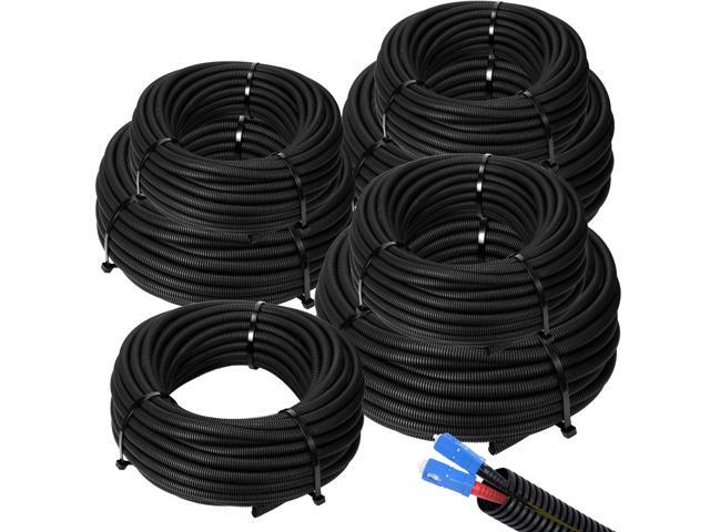 1/4, 3/8, 1/2'' x 100 Ft, 3/4, 1, 1.5, 2'' x 20 Ft Split Wire Loom Tubing Wire Loom Assortment Split Cable Sleeves Bulk Flexible Electrical Conduit.