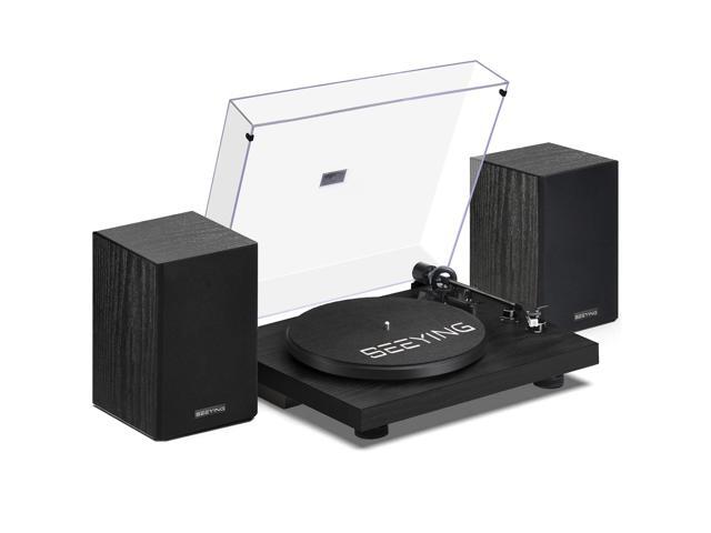 Record Player Vinyl Bluetooth Turntable with 36 Watt Stereo Bookshelf Speakers, Hi-Fi System with Magnetic Cartridge, USB Recording and Auto Stop