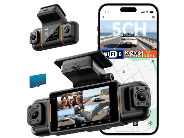 N9 5 Channel Dash Cam 360° View, 5.8G WiFi-6 with App, Free 128GB Card, FHD Front & Rear Inside, Left, Right Dash Camera for Car, 12 IR Lights.