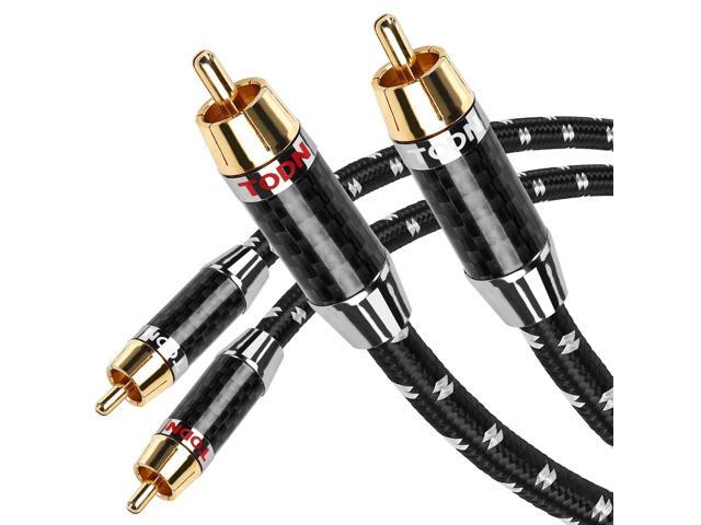 Auidophile RCA Cables 10ft 4-Core-OFC Shielded for HiFi Home Audio Noise Reduction, 24K Gold-plated Plug, Carbon Fiber Shell, RCA Male to RCA...