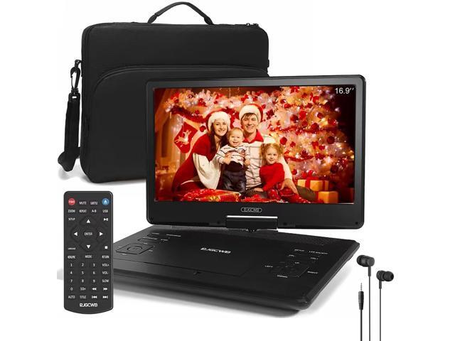 16.9' Portable DVD Player with Headphones,14.1' HD Swivel Screen with Extra Carrying Bag,Support AV-in/Out and Multiple Disc Formats,High Volume.