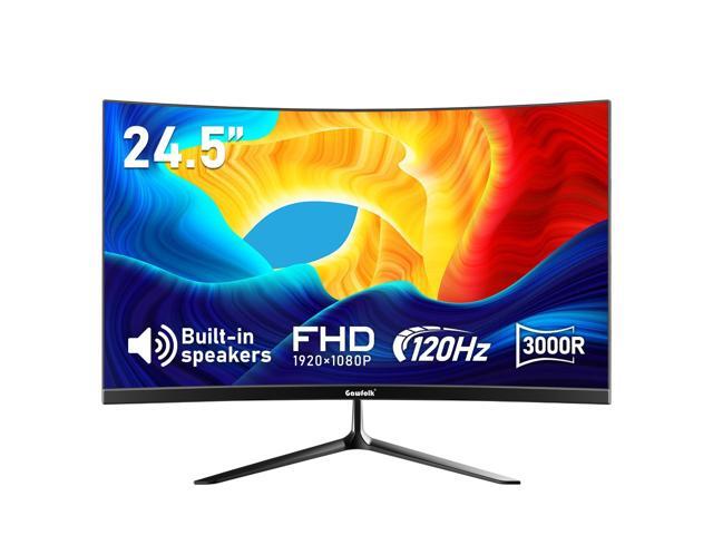 24.5 Inch Gaming Curved Monitor Built-in Speakers, 3000R 120Hz PC Screen Full HD 1080P, HDMI 2.0, VGA, Wall Mount Compatible 75 * 75mm