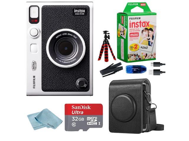 Instant Mini EVO Hybrid Camera Bundle with 20 Instant Film Sheets + 32GB Memory Card + Carrying Case + Flex Tripod + BluebirdSales Cleaning Cloth.