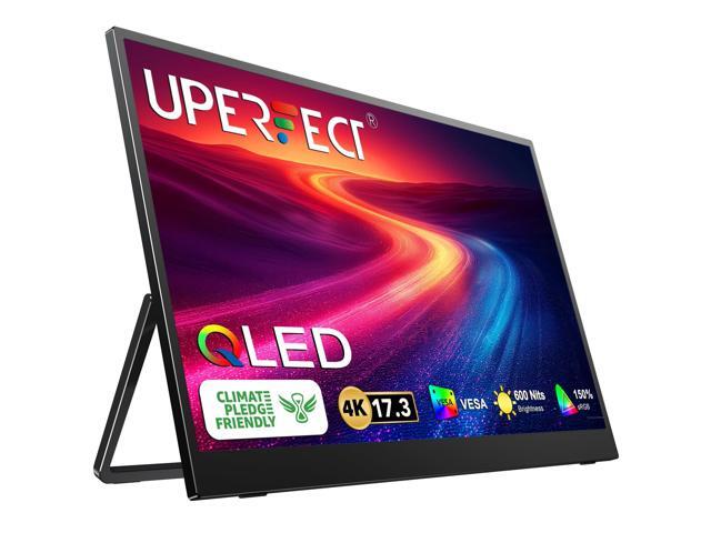 17.3'' 4K Portable Monitor QLED, 600 Nits 150% sRGB UHD FreeSync HDR 2 Speakers Eye Care Travel Monitor, 2 Fully Functional Type-C Port & HDMI for...