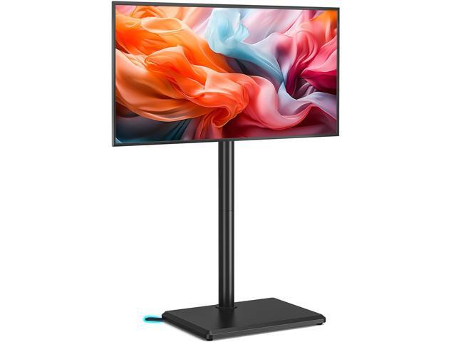 Swivel Floor TV Stand with Mount for 32-65 inch TVs up to 88 lbs, Height Adjustable Tall TV Stand with Wood Base, Saving Space Design for Bedroom,.