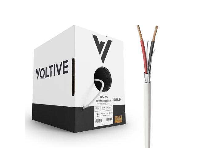 16/2 Shielded Low Voltage Wire, Riser CL3R, White, 500ft - 16AWG, 2 Conductors, Overall Shield, Stranded Bare Copper, UL Listed - V-1261-1