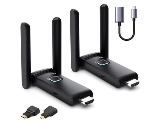 Wireless HDMI Transmitter and Receiver,HDMI Wireless Remote Adapter 165FT/50M,No Hot,Plug and Play,2.4/5GH for 1080P Wirelessly Streaming Video.