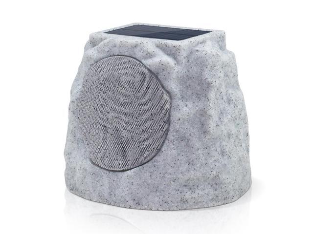 1-Pack Outdoor Rock Speakers Waterproof Patio with Lights Color,Multi-Sync Up to 100 Speakers & TWS Pair,Solar Powered and USB Rechargeable for Pool...