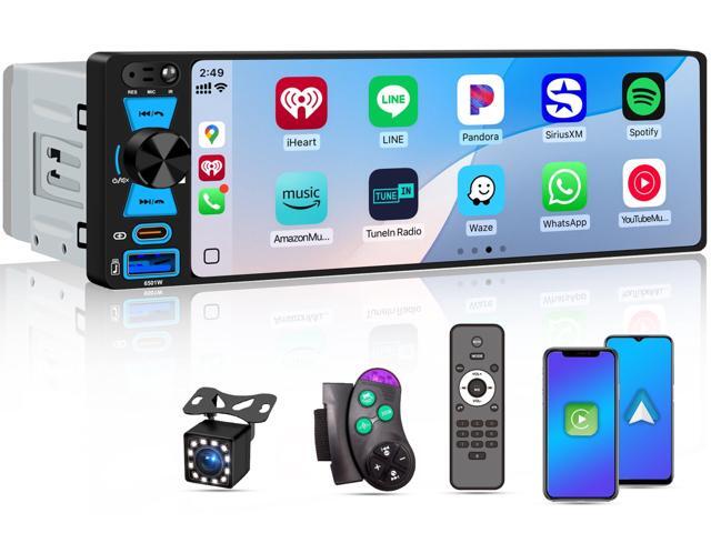 6.5' Single Din Car Stereo Wireless Apple CarPlay Android Auto, Car Radio Bluetooth 5.2, FM/AM/RDS, IPS HD Touchscreen, Type-C Fast Charging