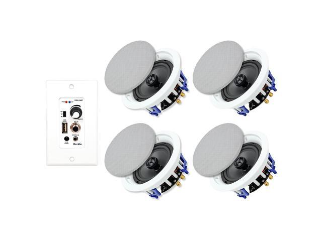 5.25 Inch Bluetooth Ceiling Speakers Max Power 600W 2-Way Flush Mount Plus Wall Mount Amplifier Receiver Suitable for Home Theater Bathroom Living.
