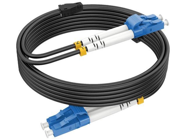 300ft/92m Outdoor Fiber Optic Cable, LC to LC Single Mode Fiber Patch Cables Armored (OS1/OS2 Compatible), 10GB 9/125um LSZH OD 3.0MM Black
