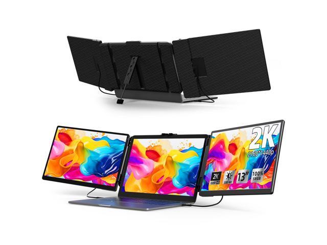 2K Laptop Screen Extender - 13' IPS 1440P Triple Screen Laptop Monitor Extender Plug & Play Multi Screen Attachment for 13'-17' Laptops Compatible...