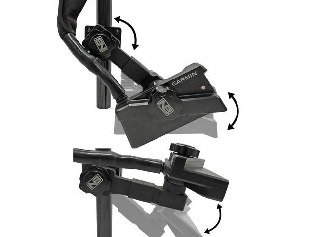 0 Degree Dual Mount for Garmin Livescope LVS34 Plus, Forward Down and Perspective Mode, Aluminum, Black, Gimbal Mount