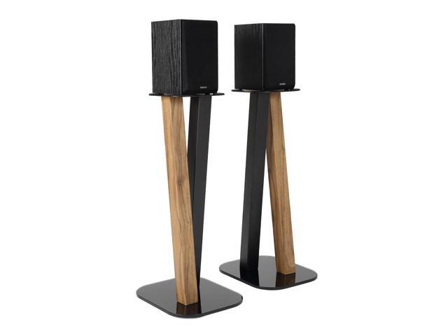 One Pair Fixed Height Universal Speaker Floor Stands - Oak Black - 600 Series