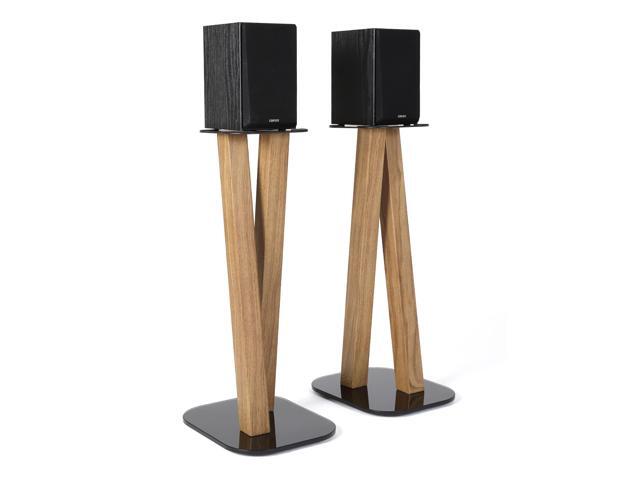 One Pair Fixed Height Universal Speaker Floor Stands - Oak - 600 Series