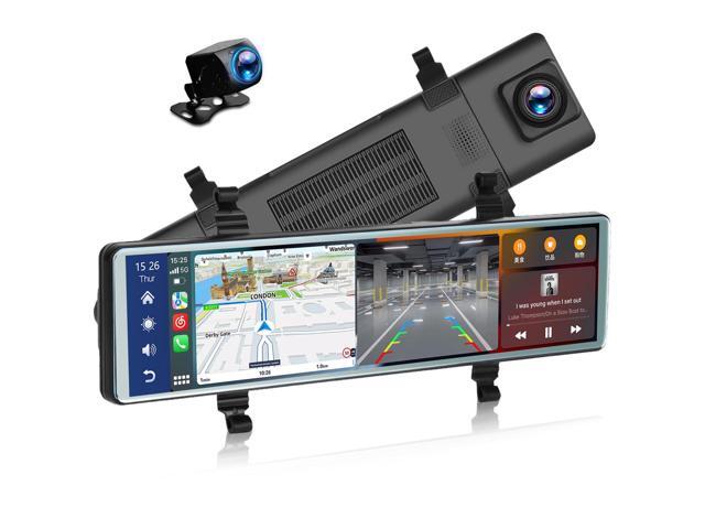Mirror Dash Cam with Wireless Apple Carplay & Android Auto,11.26' Voice Control Rear View Mirror 1080P Front and Rear View Dual Cameras,FM...