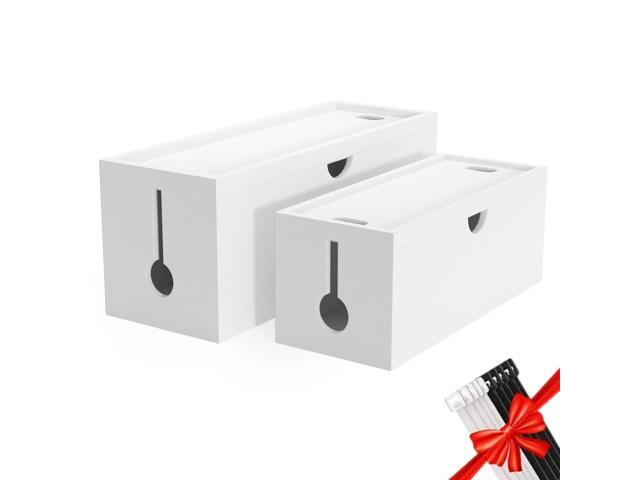 Bamboo Cable Management Box, Large Cord Organizer Box Cable Box to Hide Wires & Power Strips for Desktop Storage Cord Holder for Office Home,No.