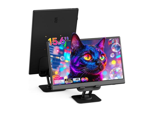 Wireless Portable Monitor for Laptop/PC, 15.6' FHD IPS Travel Monitor with Stand, Built-in G-Sensor, Auto Rotate, HDMI/Type-C, Eye Care, PU Bag,...