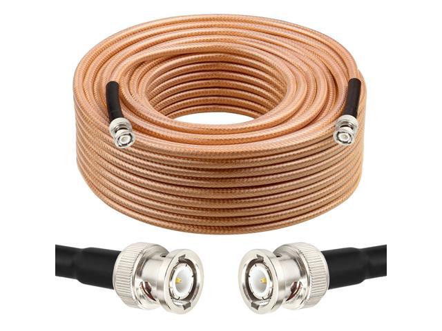 RG8X BNC Extension Cable, Low Loss BNC Male to BNC Male Coaxial Cable, 50 Ohm Flexible Coax Jumper with Dual-Layer Strain Relief for CCTV Security.