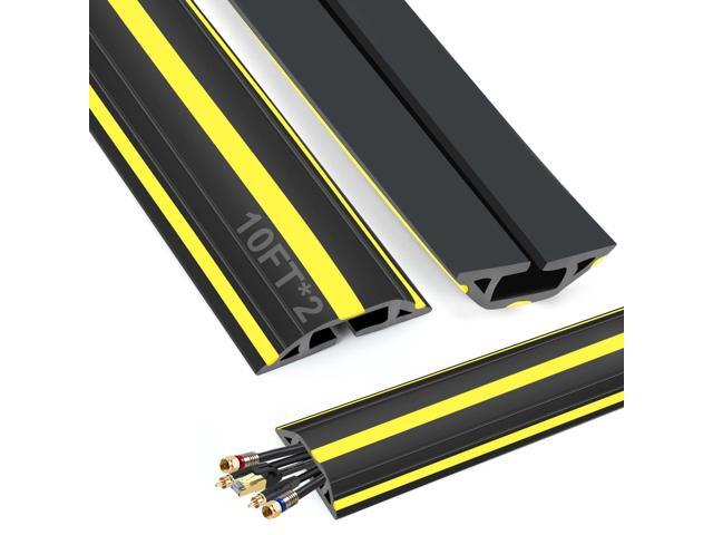 10 ft Cord Covers for Wires on Floor, Heavy Duty PVC Duct Floor Cord Cover, Floor Cable Cover Easy to Unroll Prevent Trip Hazard for Home Office or...