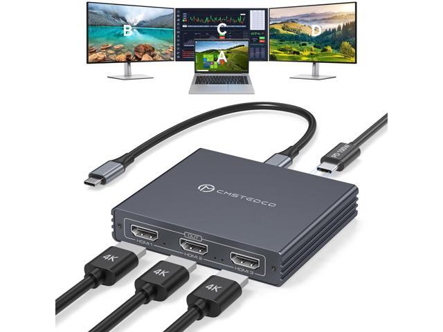 USB C to 3 HDMI Adapter 4K60Hz HDMI Splitter Extended Display 3 Monitors MST HUB USBC Splitter 1 in 3 Out with 100W PD Charging, Compatible with...