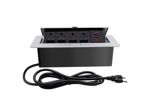 Pop up Outlet; Power Strip; Embedded countertop Outlet; 4 Power Outlets with USB-C PD 20W Fast Charging 16AWG Power Cord; Suitable for Office,.