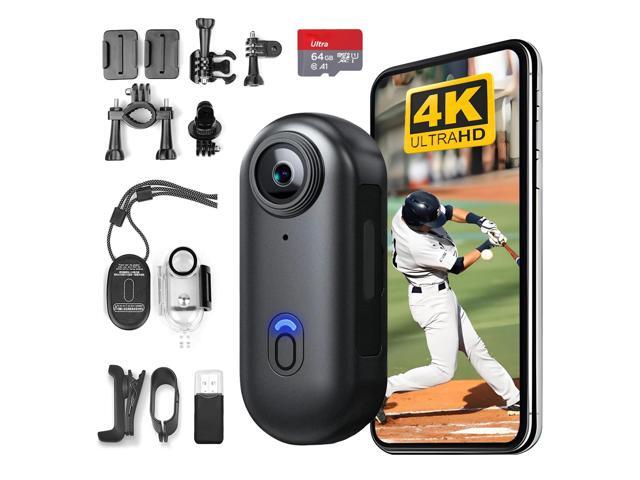 H8 64GB 4K Thumb Action Camera, Mini Body Cameras, Wearable Pocket Vlogging Camera, Multiple Accessory Mount Anywhere Small Portable Hands-Free.
