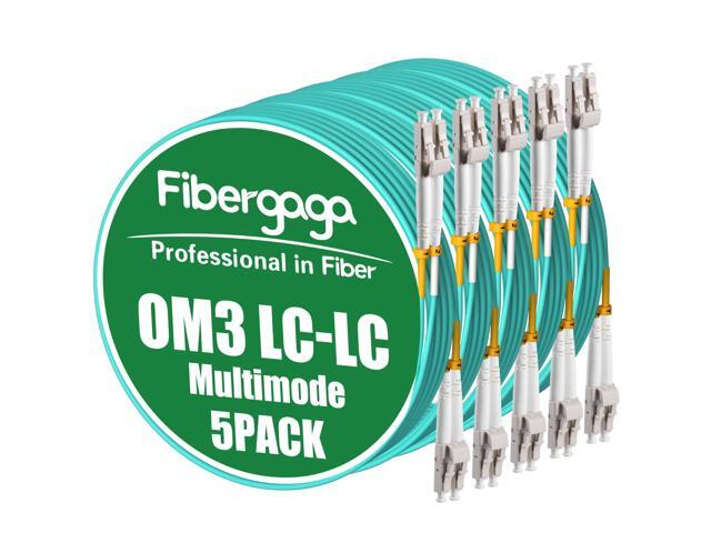 5Pack 15M(50ft) OM3 LC to LC Fiber Patch Cable, Multimode 50/125µm 10G/40G, OD-2.0mm Fiber Optic Cable Duplex LSZH Fiber Jumper