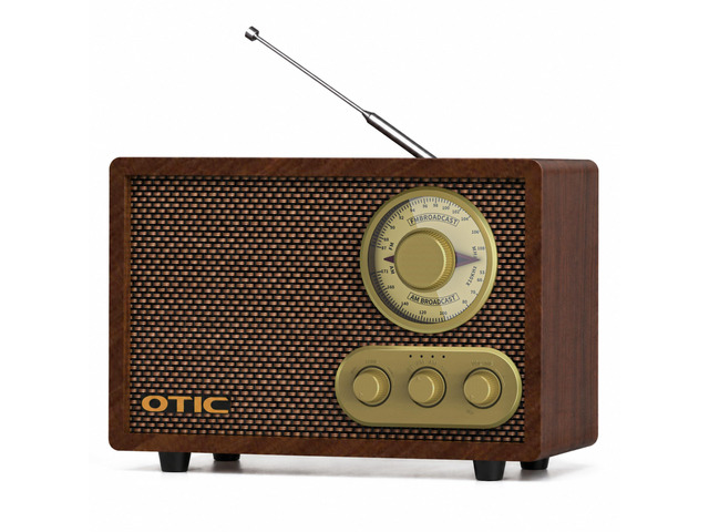 Retro Wood Bluetooth Radio with Built-in Speakers, AM/FM Radio with Elegant & Vintage Design, Bass & Treble Control, Wireless Streaming, Home Decor...
