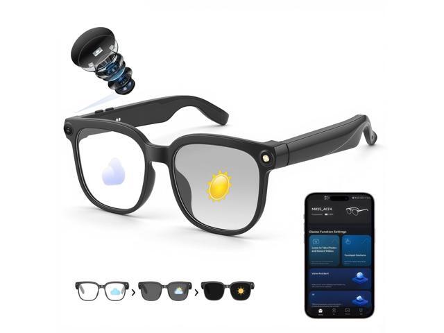 AI Smart Glasses with Camera, 8MP 4K/1080P Video Recording Glasses, Real-Time Translation, AI Voice Assistant & Object Recognition, Open-Ear Audio,...