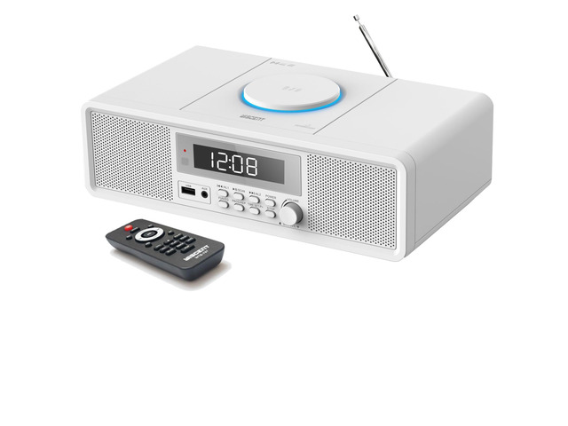 Retro Bluetooth CD Player with Alarm Clock & FM Radio - 20W Stereo Speakers, Top-Loading Design, Dual Alarms, USB/AUX Input, Remote Control - for...
