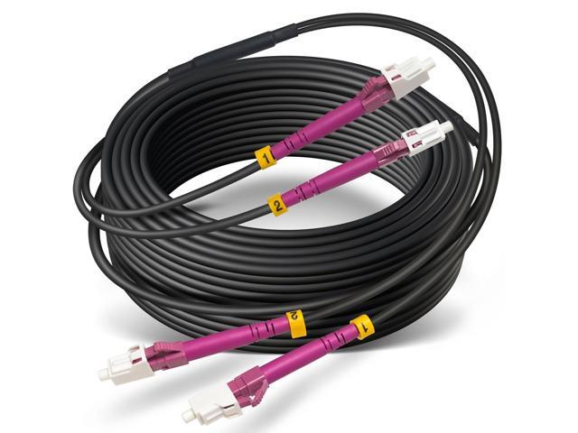 30 Meters OD-5mm Industrial TPU OM4 Fiber LC to LC Outdoor Armored Fiber Patch Cable, Duplex Multimode Fiber Optic Cable, 40G/100G, 50/125 OM4...