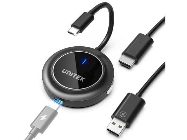 Wireless HDMI Display Dongle Adapter with PD3.0 100W Charging Port- Portable USB C Wireless Mirroring Transmitter Stream Video to Monitor Projector...