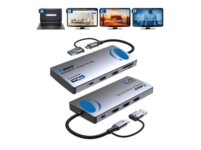 SplitXtend USB C Docking Station Triple Monitor with 3xHDMI Ports, Thunderbolt 4 Dock, HDMI DisplayPort Hub, Dual Monitor HDMI Adapter Extend, USB.