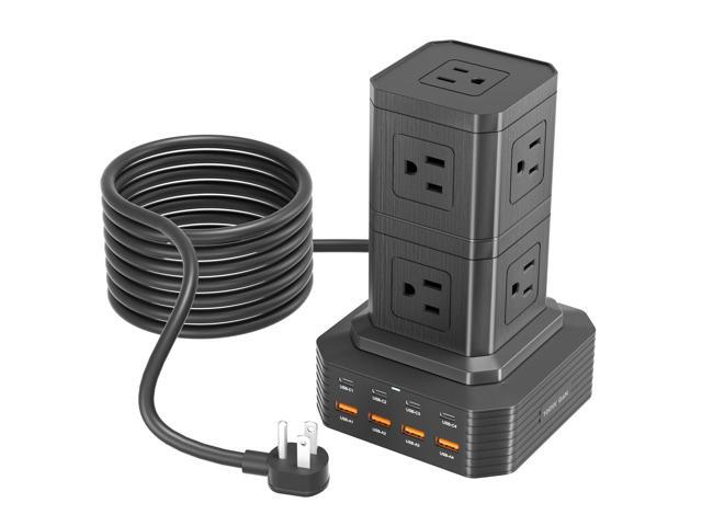 Charging Station (100W), 17-in-1 USB C Power Strip with Surge Protection, 6.6Ft Extension Cord, 4 USB C and 4 USB A Ports, 9 AC Outlets for Home...