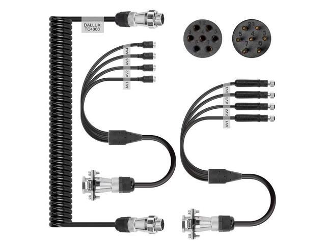 Heavy Duty Vehicle Coil Trailer Cable with 4 Channel 4 PIN AV Connector Disconnect Kit for Truck Caravan Motor Home Backup Security Camera Monitor...