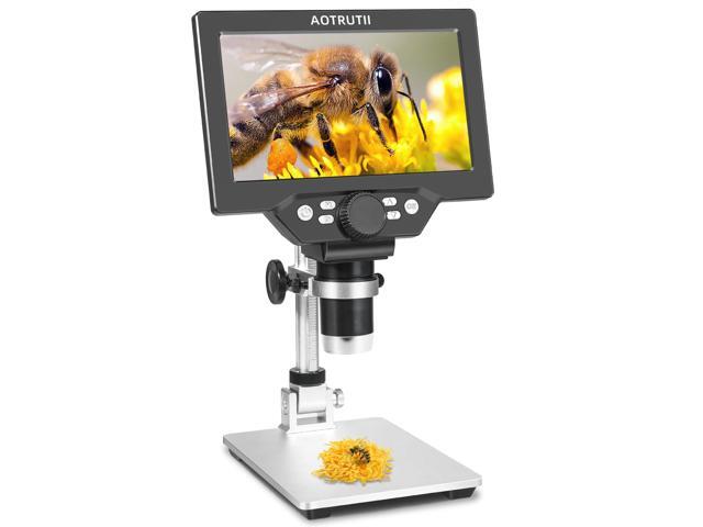 7' LCD Digital Microscope 1200X Magnification, 1080P Coin Microscope with Metal Stand 8 LED Lights & Ultra-Precise Focus Coin, Stamp,.
